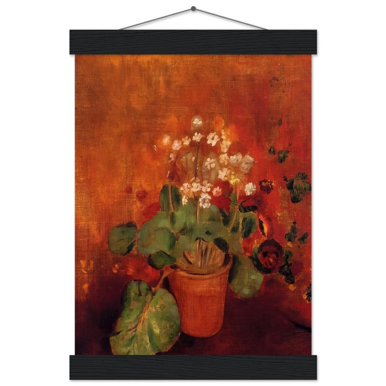 Odilon Redon Flowers in Pot Red Background Matte Paper Poster with Hanger