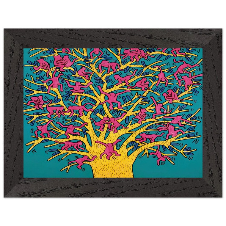 Keith Haring  THE TREE OF MONKEYS N1 Premium Wooden Framed Art Print / Poster