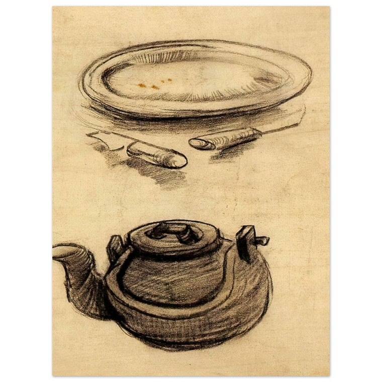 Vincent van Gogh  Plate with Cutlery and a Kettle Wood Print