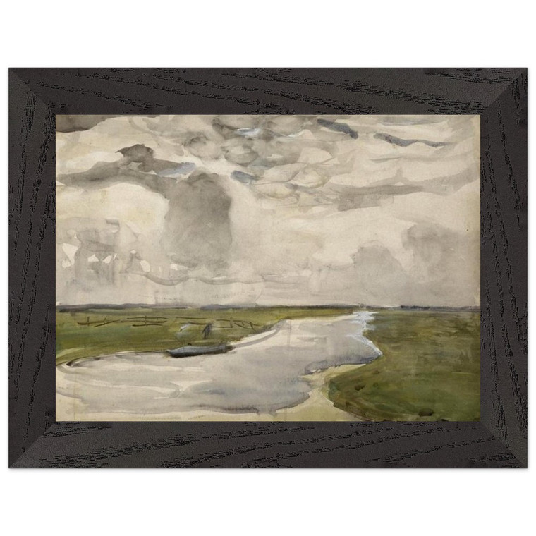 Piet Mondrian Meandering Landscape with River Premium Wooden Framed Print