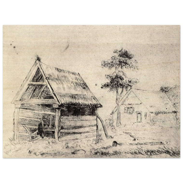 Vincent van Gogh  Barn and Farmhouse Wood Print