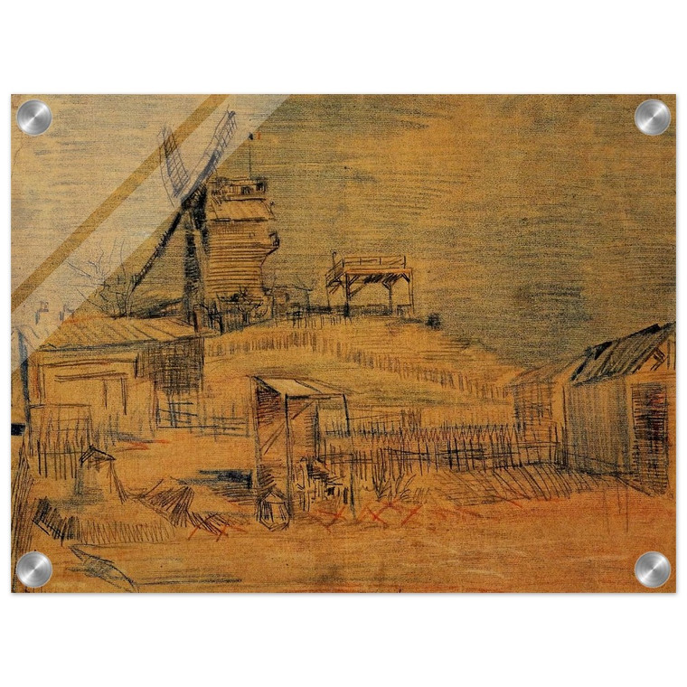 Vincent van Gogh  Gardens on Montmartre and the BluteFin Windmill Acrylic Print
