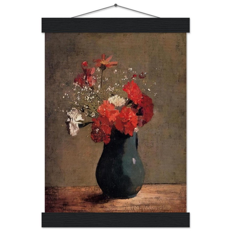 Odilon Redon Carnations & Baby's Breath Green Pitcher Matte Poster with Hanger