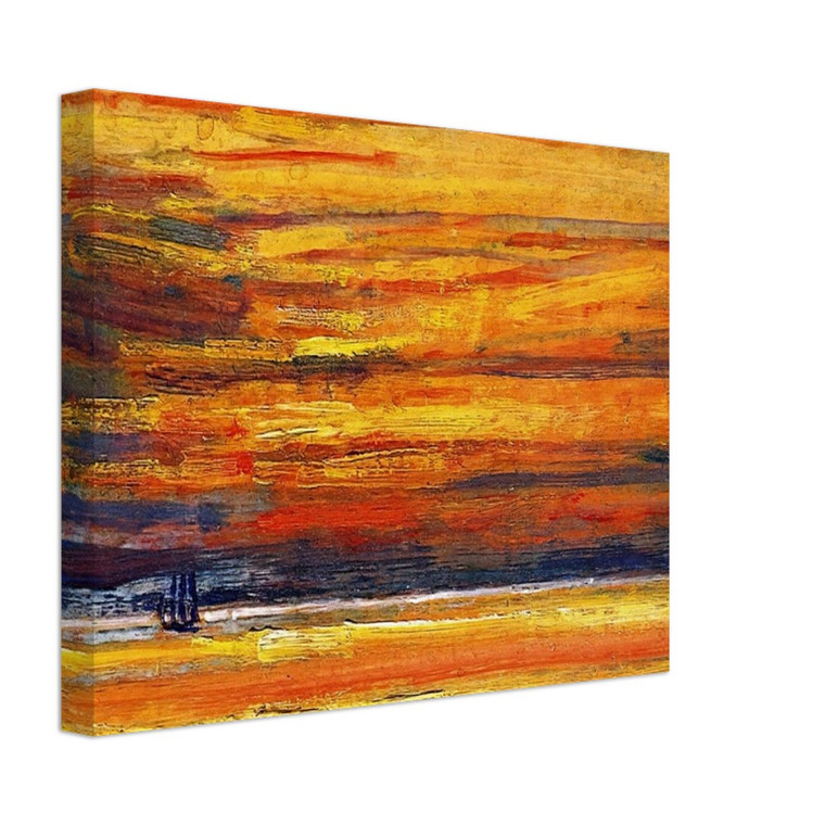 Childe Hassam  Sailing Vessel at Sea Sunset Canvas