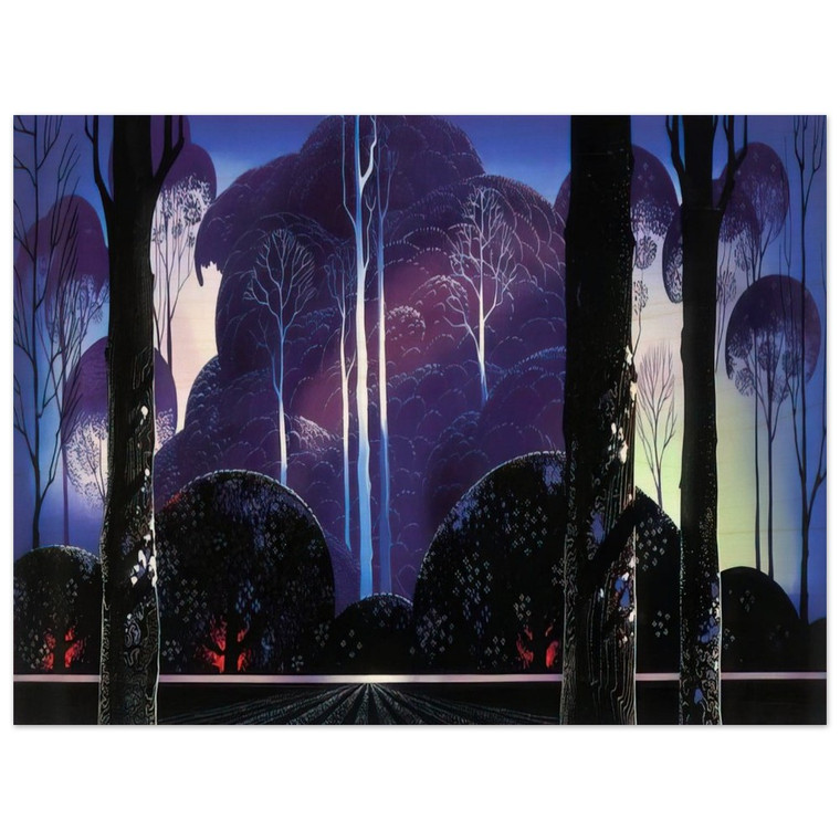Eyvind Earle  Purple Sunrise Wood Print