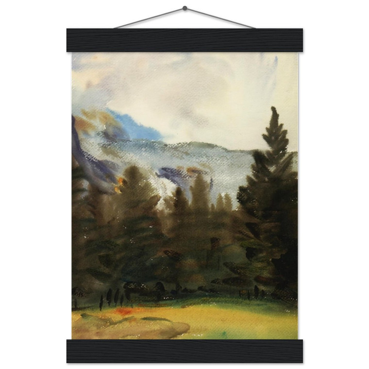 Sargent Purtud Fir Trees Snow Mountains Matte Paper Poster with Hanger