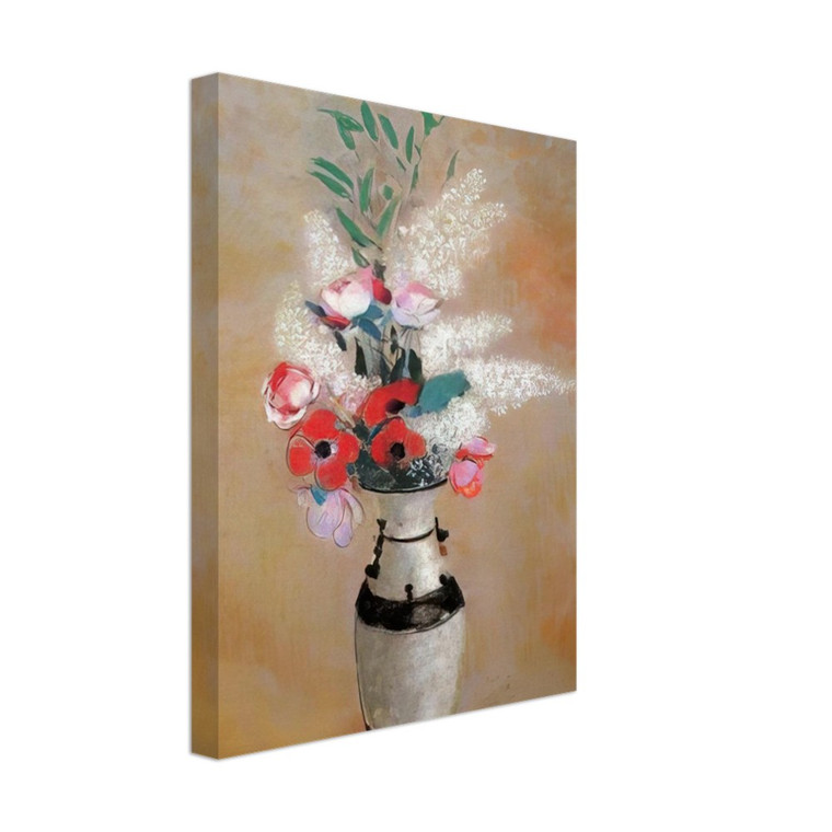 Odilon Redon  BOUQUET WITH WHITE LILIES IN A JAPANESE VASE Canvas