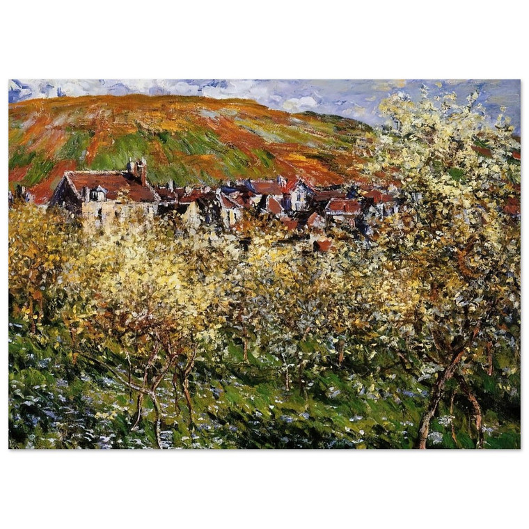 claude monet  Plum Trees in Blossom at Vetheuil Fine Art Poster / Art Print