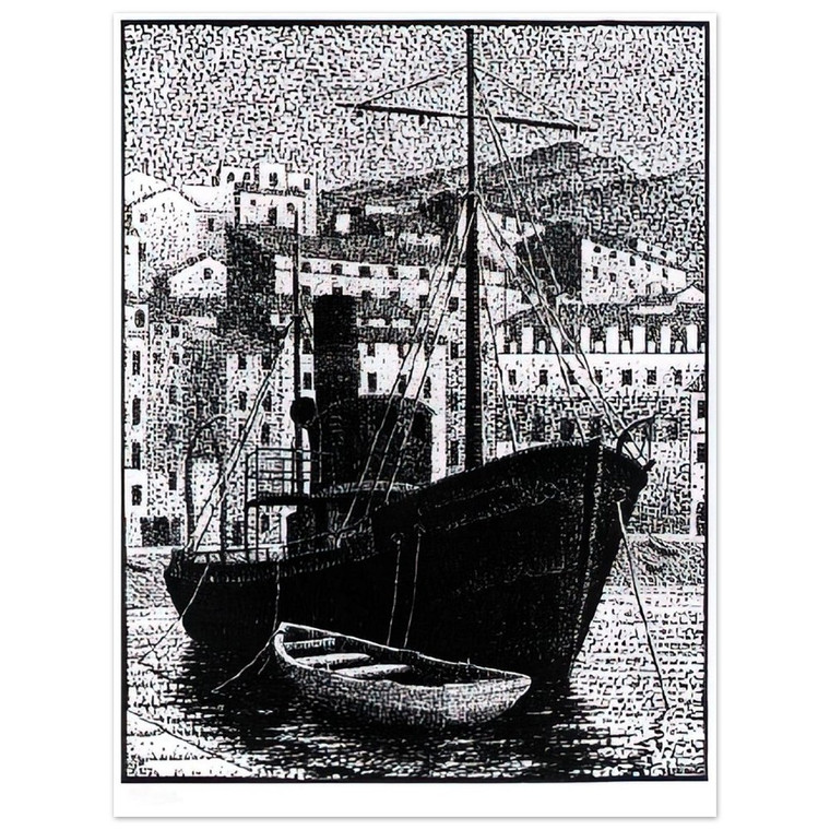 MC Escher  TUGBOAT OLD HARBOR OF BASTIA JANUARY 1934 1934 Aluminum Print
