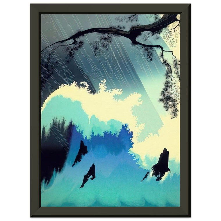 Eyvind Earle  Ocean Splash Premium Metal Framed Art Print / Poster