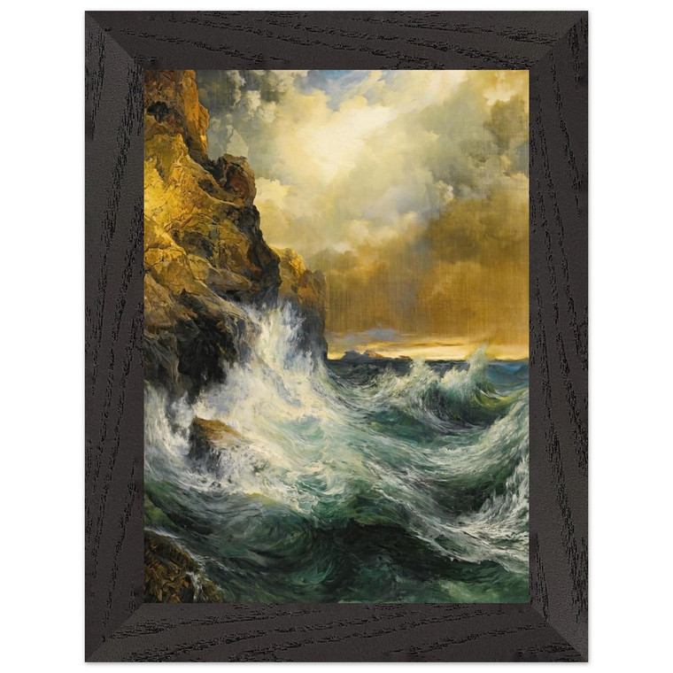 Thomas Moran  The Receding Wave Premium Wooden Framed Art Print / Poster