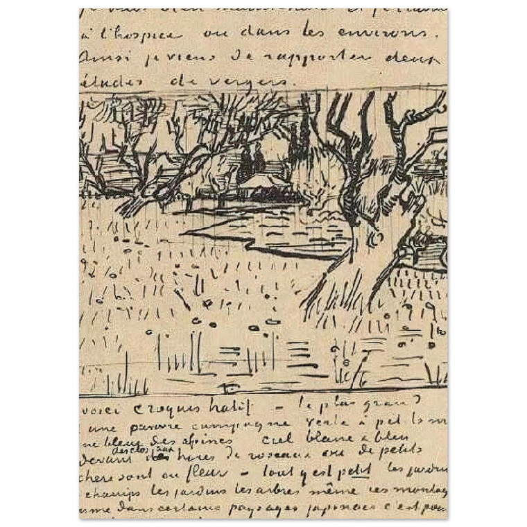 Vincent van Gogh Arles Orchard in Bloom Fine Art Poster / Art Print