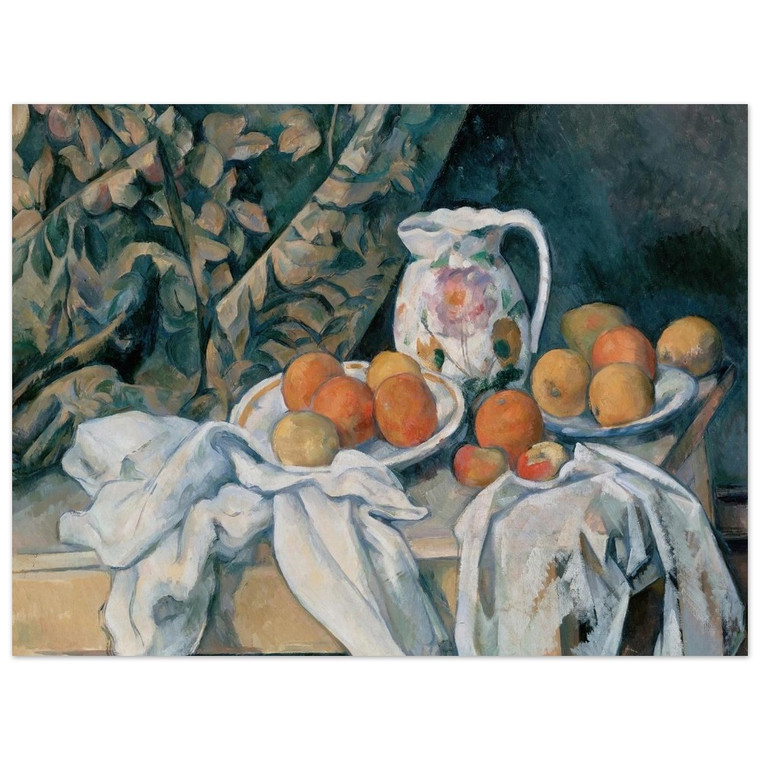 Paul Cezanne  Still Life with Curtain and Flowered Pitcher Aluminum Print