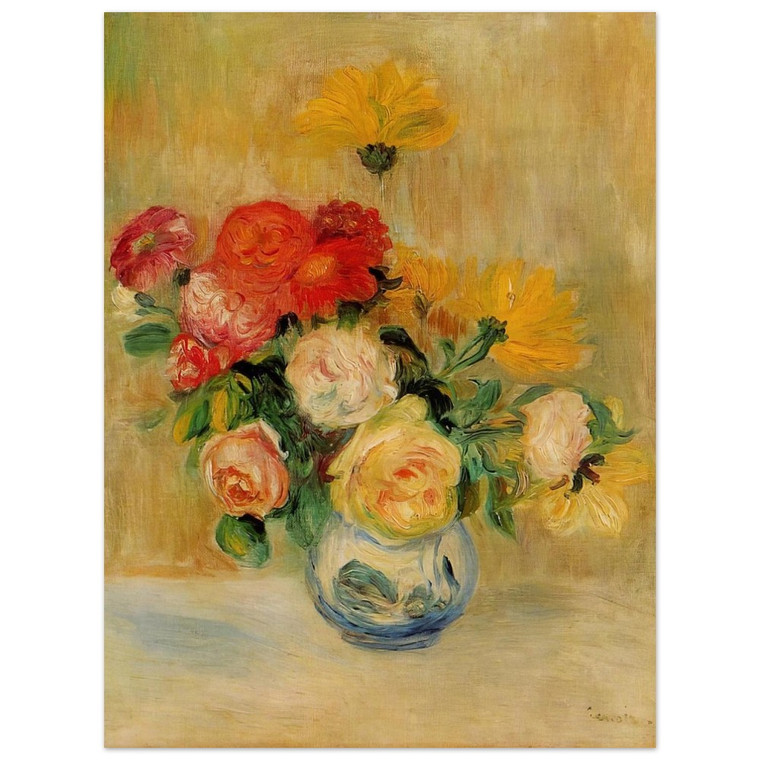 PierreAuguste Renoir  Vase of Roses and Dahlias Aluminum Print