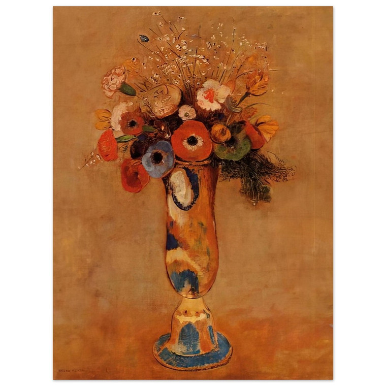 Odilon Redon  WILDFLOWERS IN A LONG NECKED VASE Wood Print
