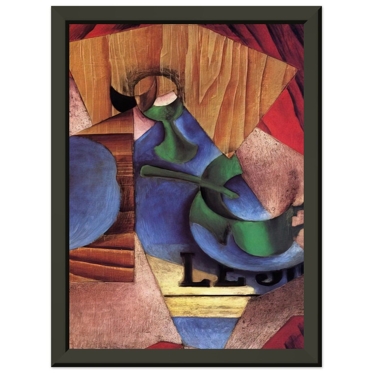 Juan Gris  GLASS CUP AND NEWSPAPER 1913 Premium Metal Framed Art Print / Poster