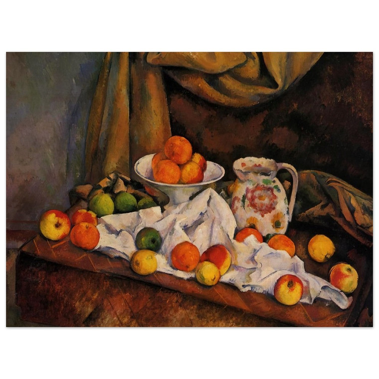 Paul Cezanne  Fruit Bowl Pitcher and Fruit Wood Print