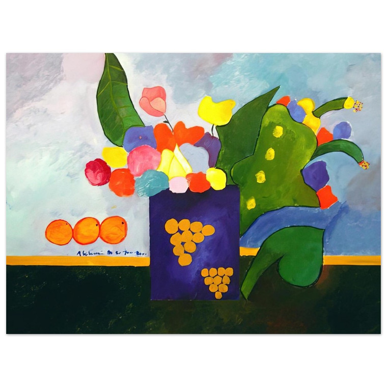 Aldemir Martins  Vase With Flowers and Fruit  2001 Aluminum Print