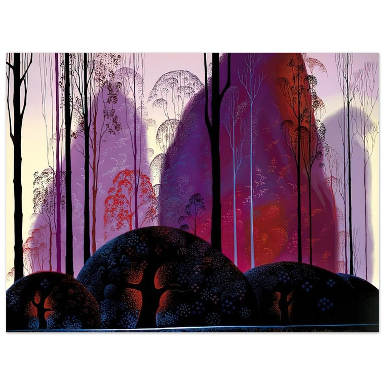 Eyvind Earle  Mauve Red and Purple Aluminum Print