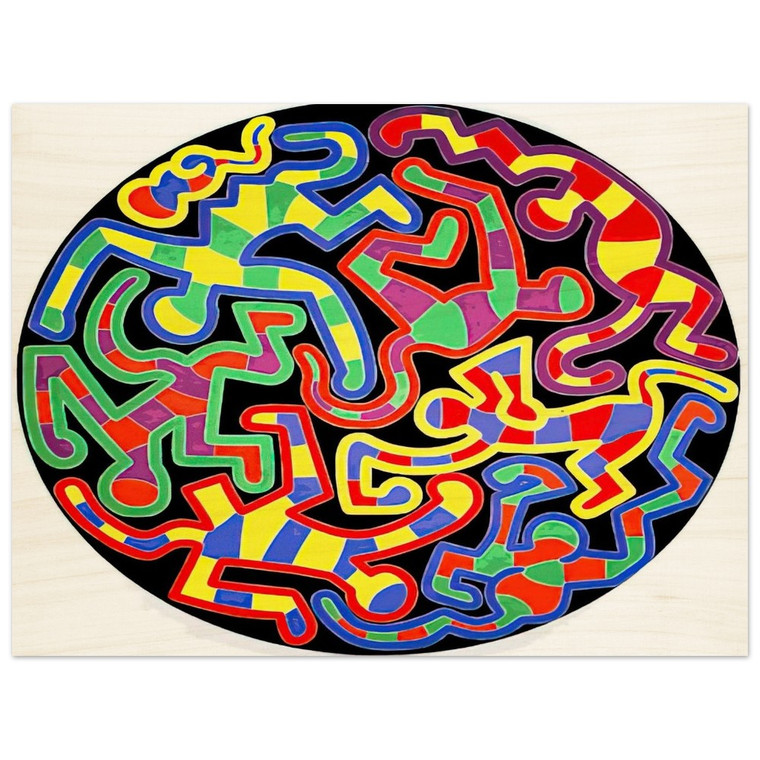 Keith Haring  MONKEY PUZZLE 1988 N2 Wood Print