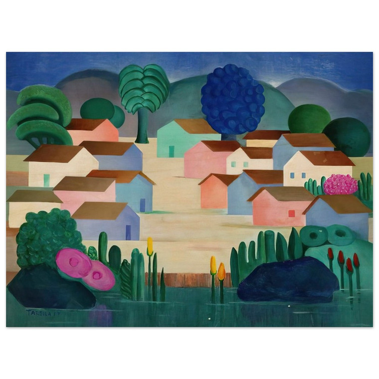 Tarsila do Amaral  Landscape with Sixteen Houses Wood Print