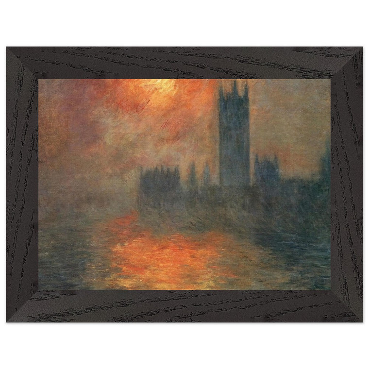 claude monet Houses of Parliament Sunset Premium Wood Framed Art Print Poster