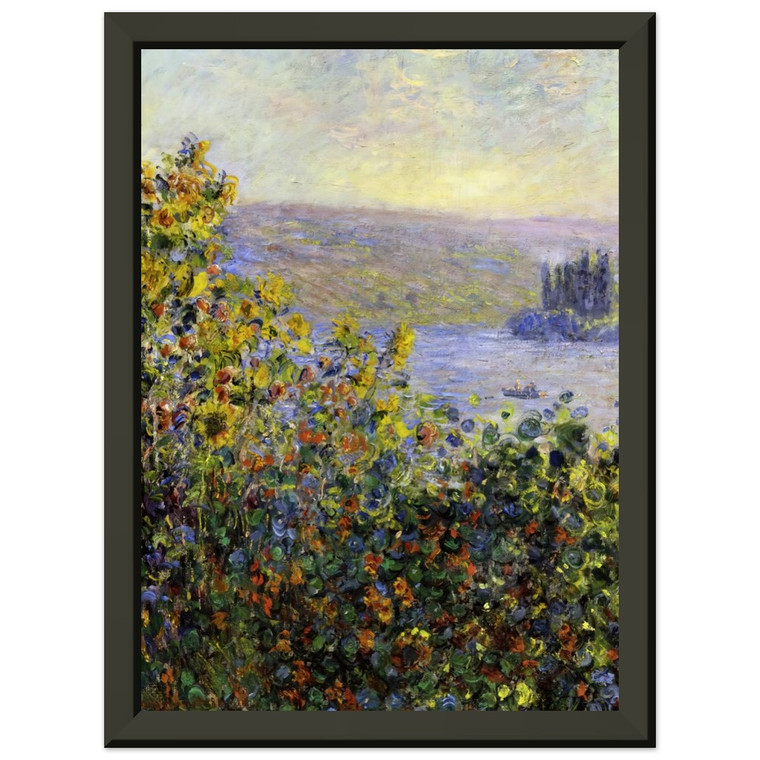 claude monet  Flowers Beds at Vetheuil Premium Metal Framed Art Print / Poster