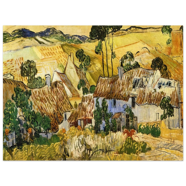 Vincent van Gogh  Thatched Houses against a Hill Aluminum Print
