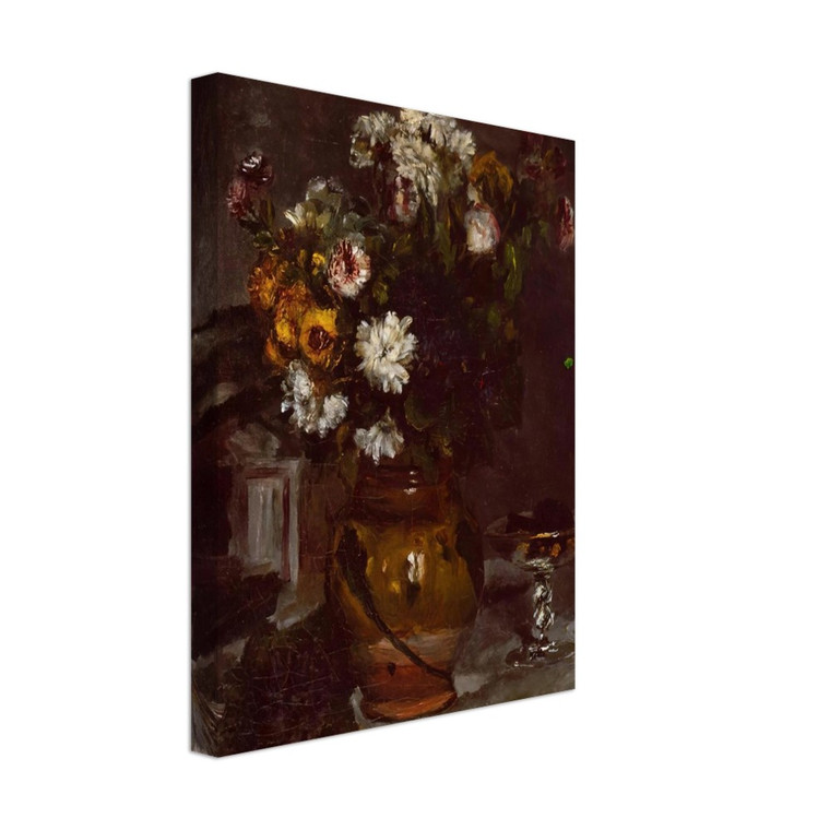 PierreAuguste Renoir  Flowers in a Vase and a Glass of Champagne Canvas