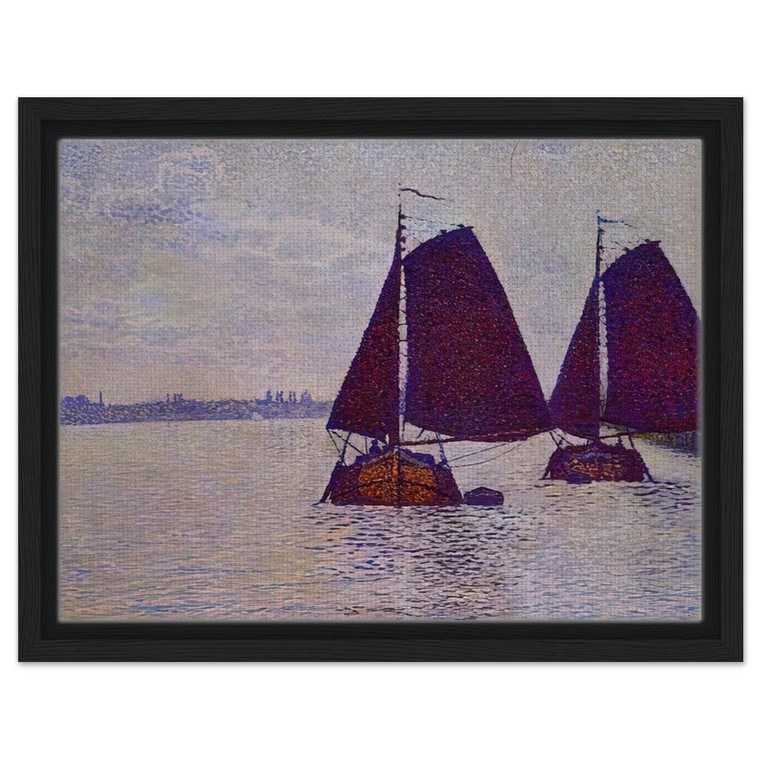 Theo van Rysselberghe  BARGES ON THE RIVER SCHELDT 1892 Framed Canvas
