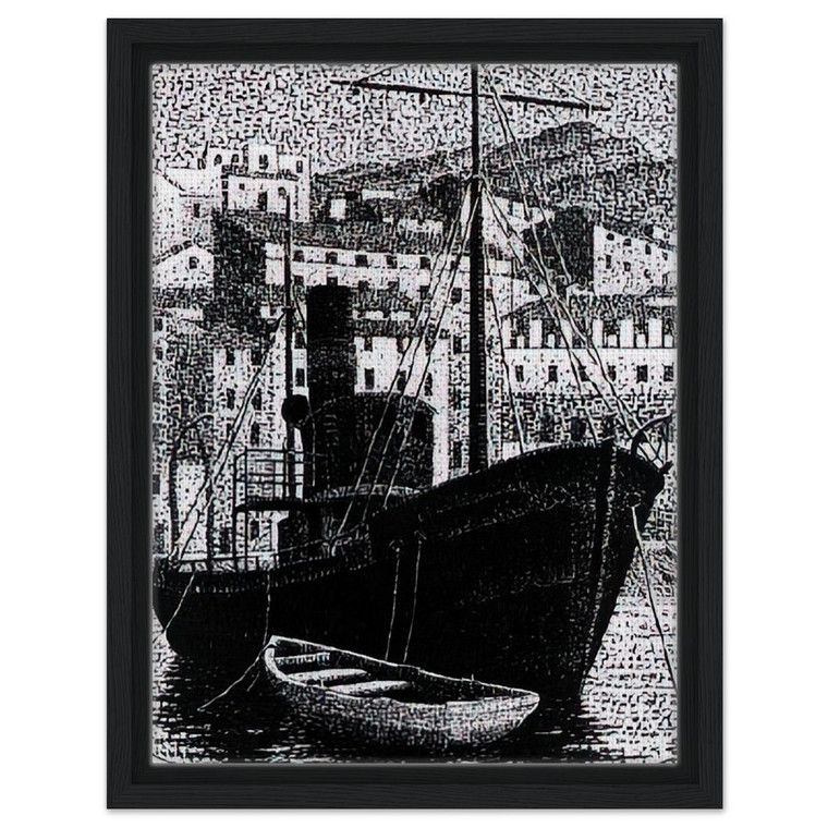MC Escher  TUGBOAT OLD HARBOR OF BASTIA JANUARY 1934 1934 Framed Canvas