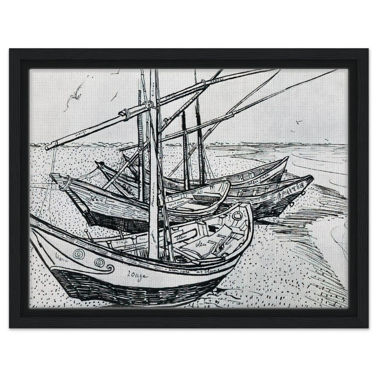 Van Gogh Fishing Boats SaintesMariesdelaMer Framed Canvas