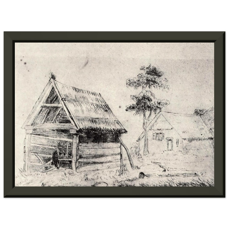 Vincent van Gogh  Barn and Farmhouse Premium Metal Framed Art Print / Poster