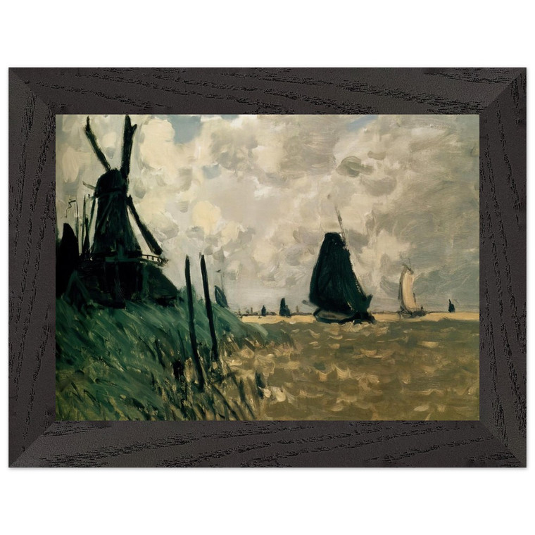 claude monet  A Windmill near Zaandam Premium Wooden Framed Art Print / Poster