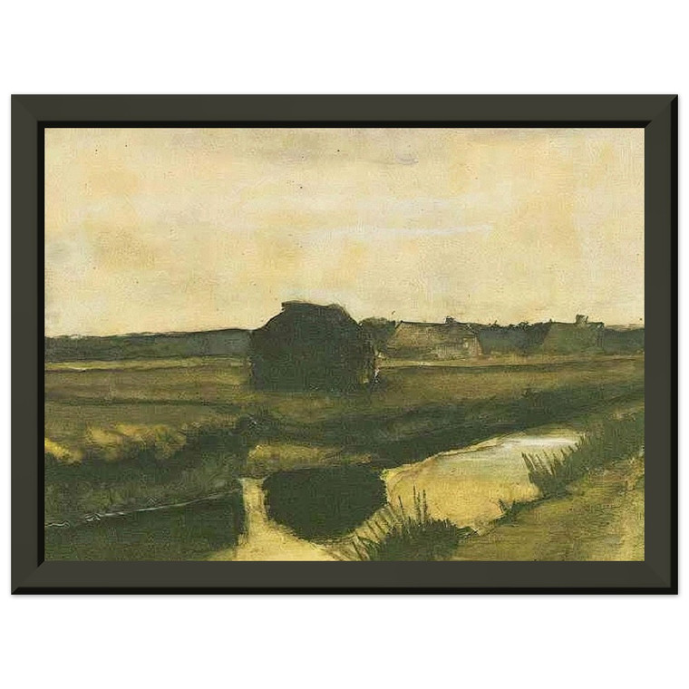 Van Gogh Peat Stack Farmhouses Premium Metal Framed Art Print / Poster