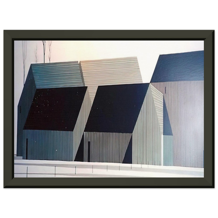 Eyvind Earle  Barns Premium Metal Framed Art Print / Poster