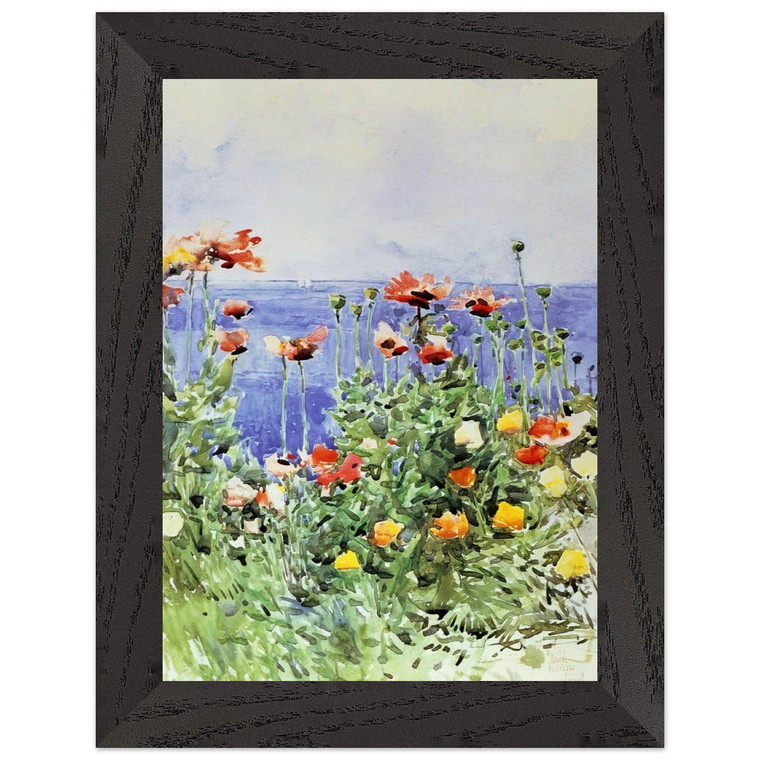 Childe Hassam, Poppies Isles of Shoals 02 Premium Wood Framed Art Print / Poster
