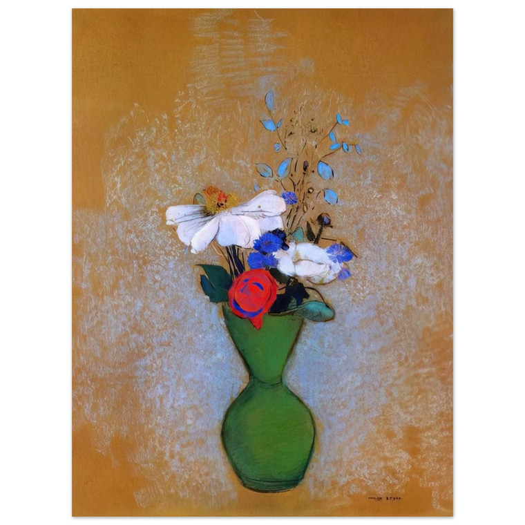 Odilon Redon  ROSE PEONY AND CORNFLOWERS IN A GREEN VASE Aluminum Print