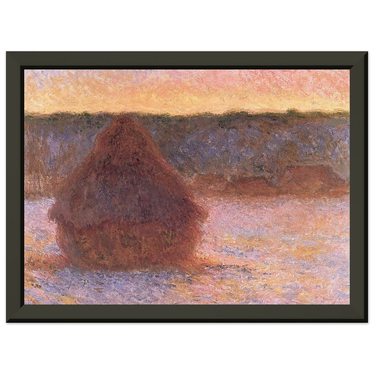 Claude Monet Haystacks at Sunset Frosty Weather Premium Metal Print