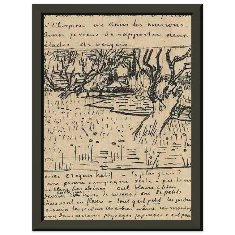 Van Gogh Orchard in Bloom Arles Premium Metal Framed Art Print / Poster