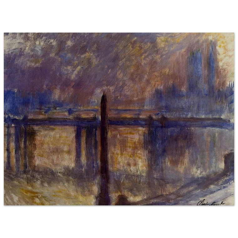 claude monet  Charing Cross Bridge Cleopatras Needle Wood Print