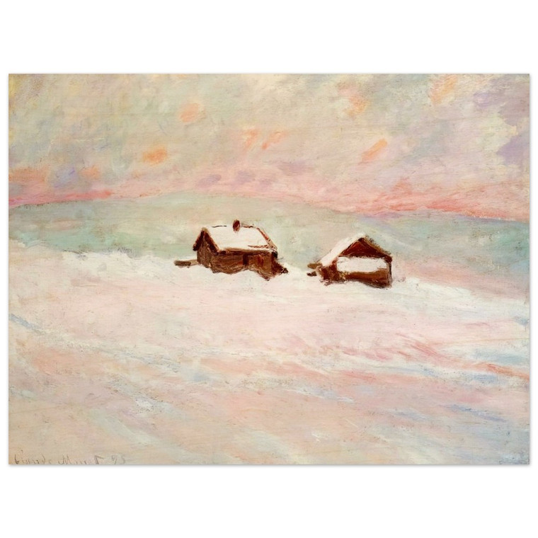 claude monet  Houses in the Snow Norway Wood Print