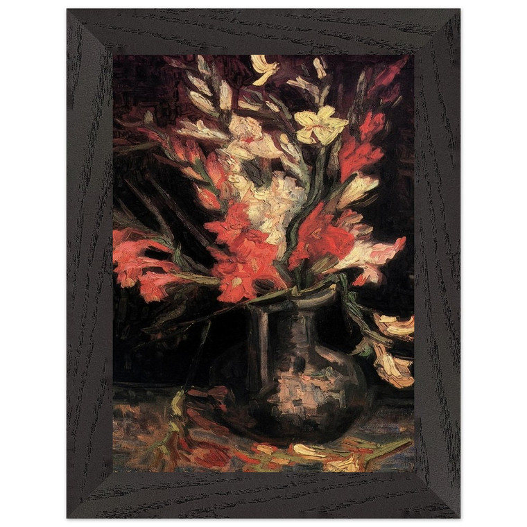 Vincent van Gogh Vase with Red Gladioli Premium Wood Framed Art Print / Poster