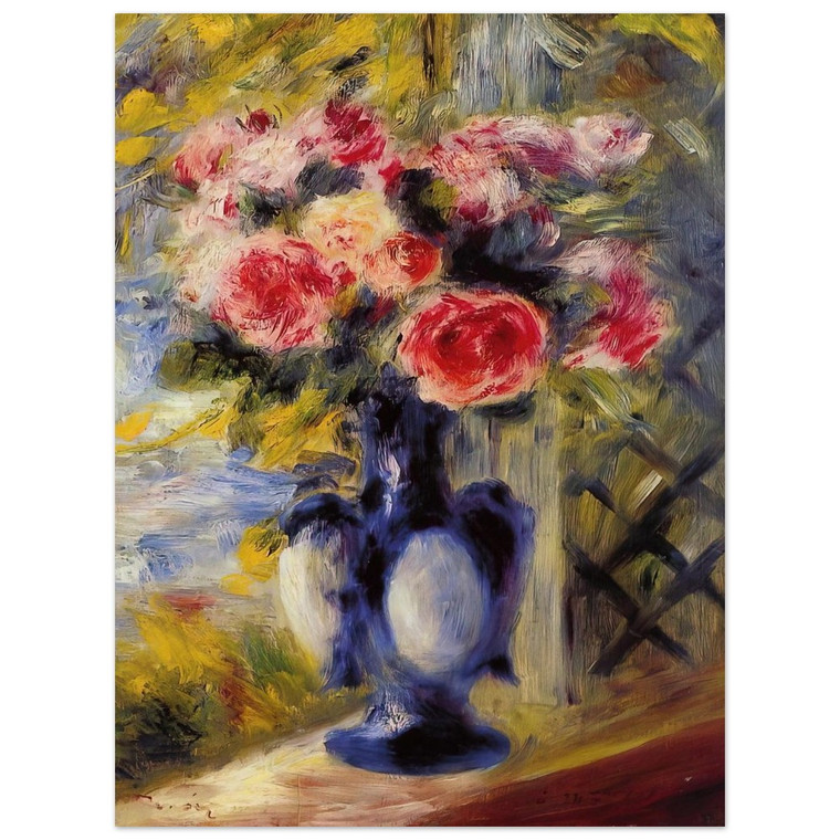 PierreAuguste Renoir  Bouquet of Roses in a Blue Vase Aluminum Print