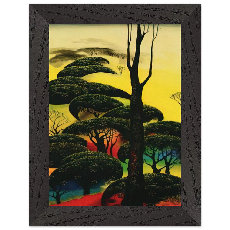 Eyvind Earle  Climbing Oaks Premium Wooden Framed Art Print / Poster