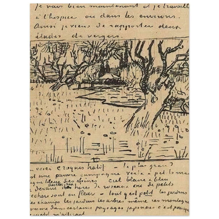 Vincent van Gogh  Orchard in Bloom with View of Arles Wood Print