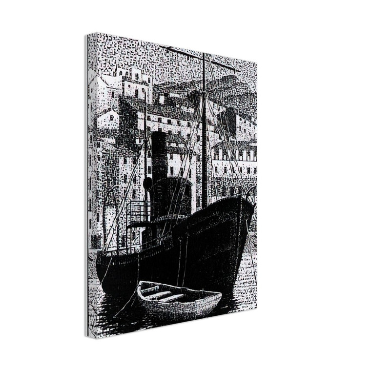 MC Escher  TUGBOAT OLD HARBOR OF BASTIA JANUARY 1934 1934 Canvas