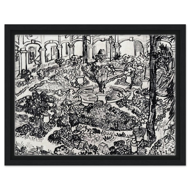 Vincent van Gogh  The Courtyard of the Hospital at Arles Framed Canvas