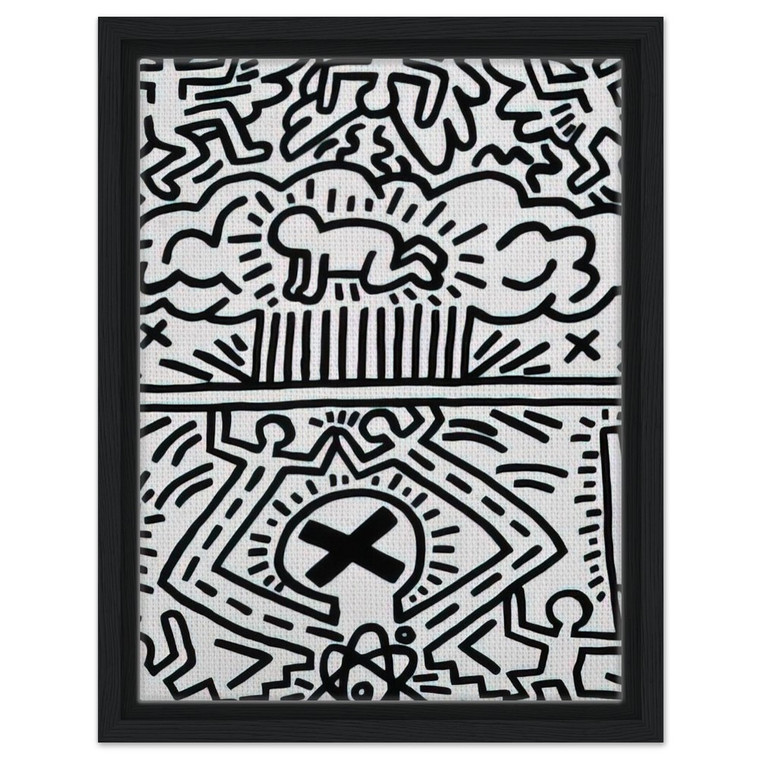 Keith Haring  ANTI NUCLEAR RALLY 1982 N2 Framed Canvas