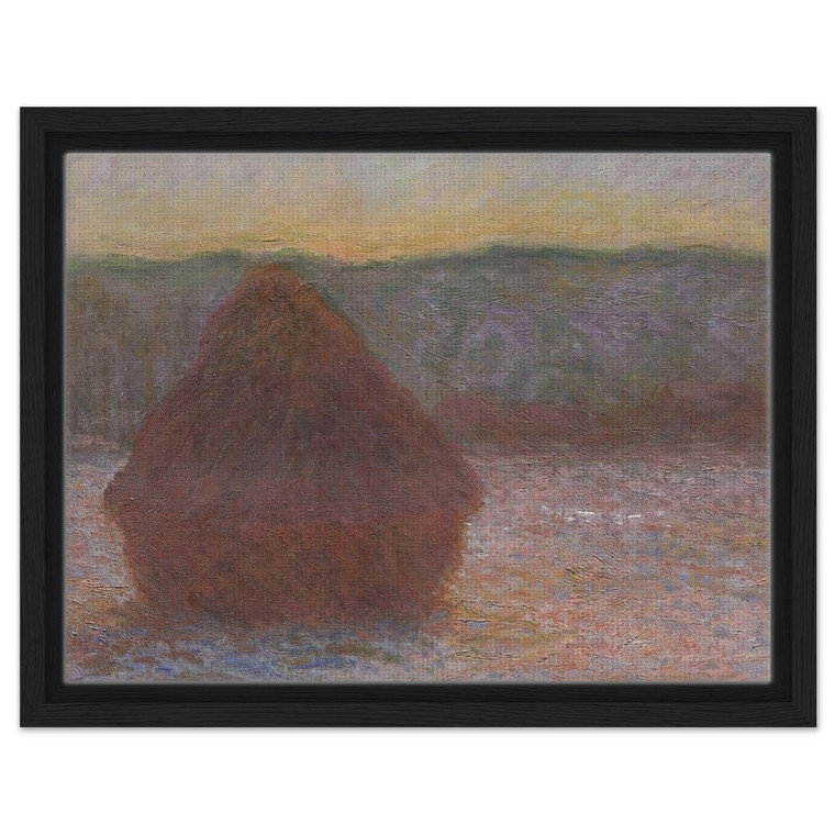 claude monet  Stack of Wheat Thaw Sunset Framed Canvas